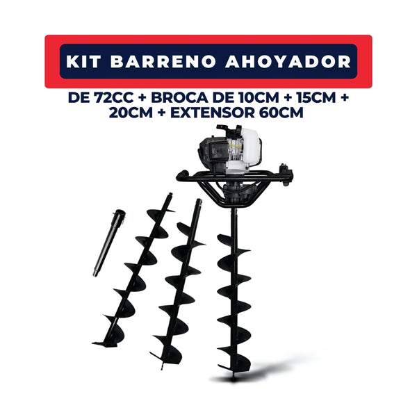 Barreno Ahoyador 72cc + Broca de 10cm + 15cm + 20cm + Extensor 60cm | Eisen