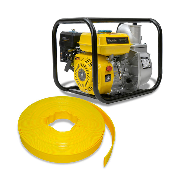 Motobomba Bencinera de Agua 3x3 + Manguera PVC 3'' 100m